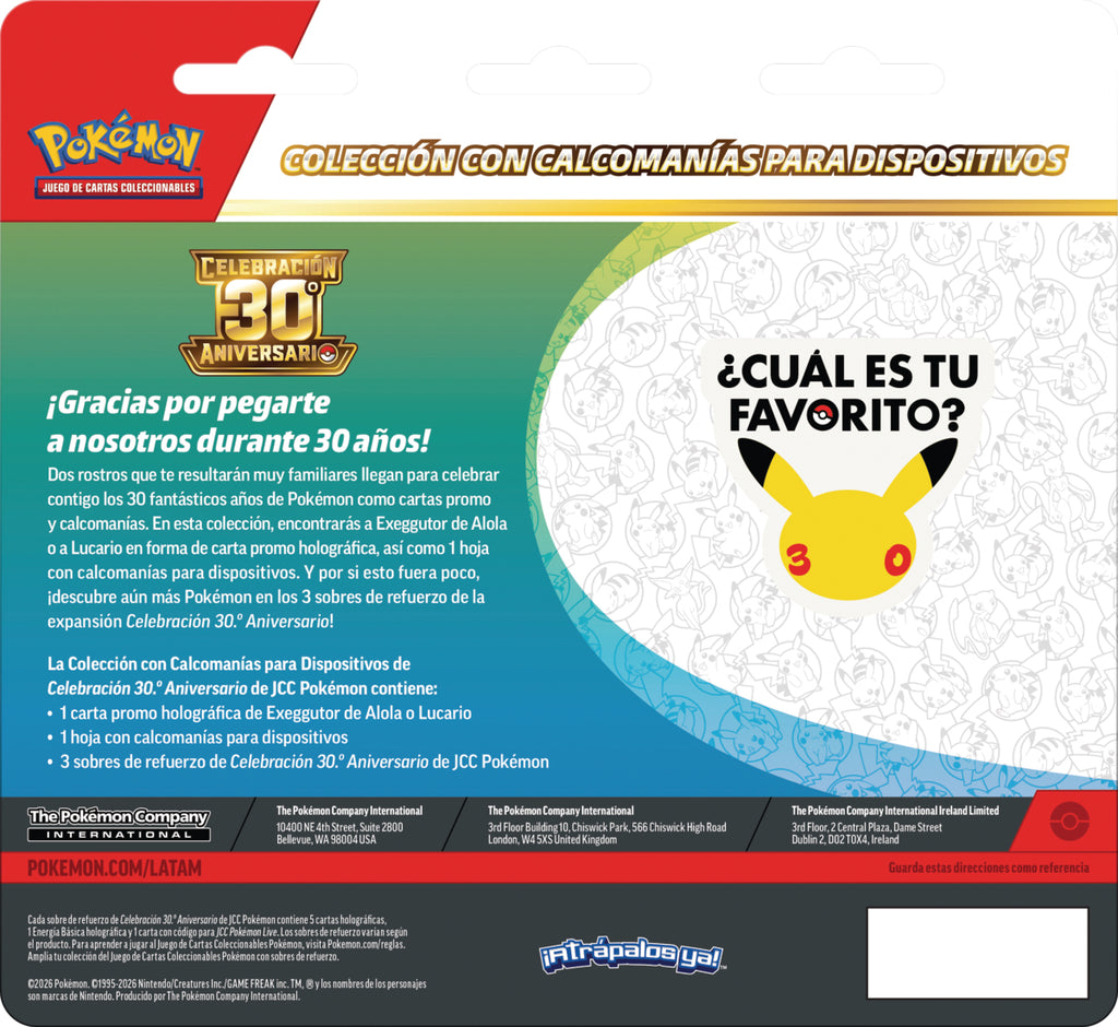 POKEMON TCG 30TH CELEBRATION - TECH STICKER COLLECTION ENGLISH