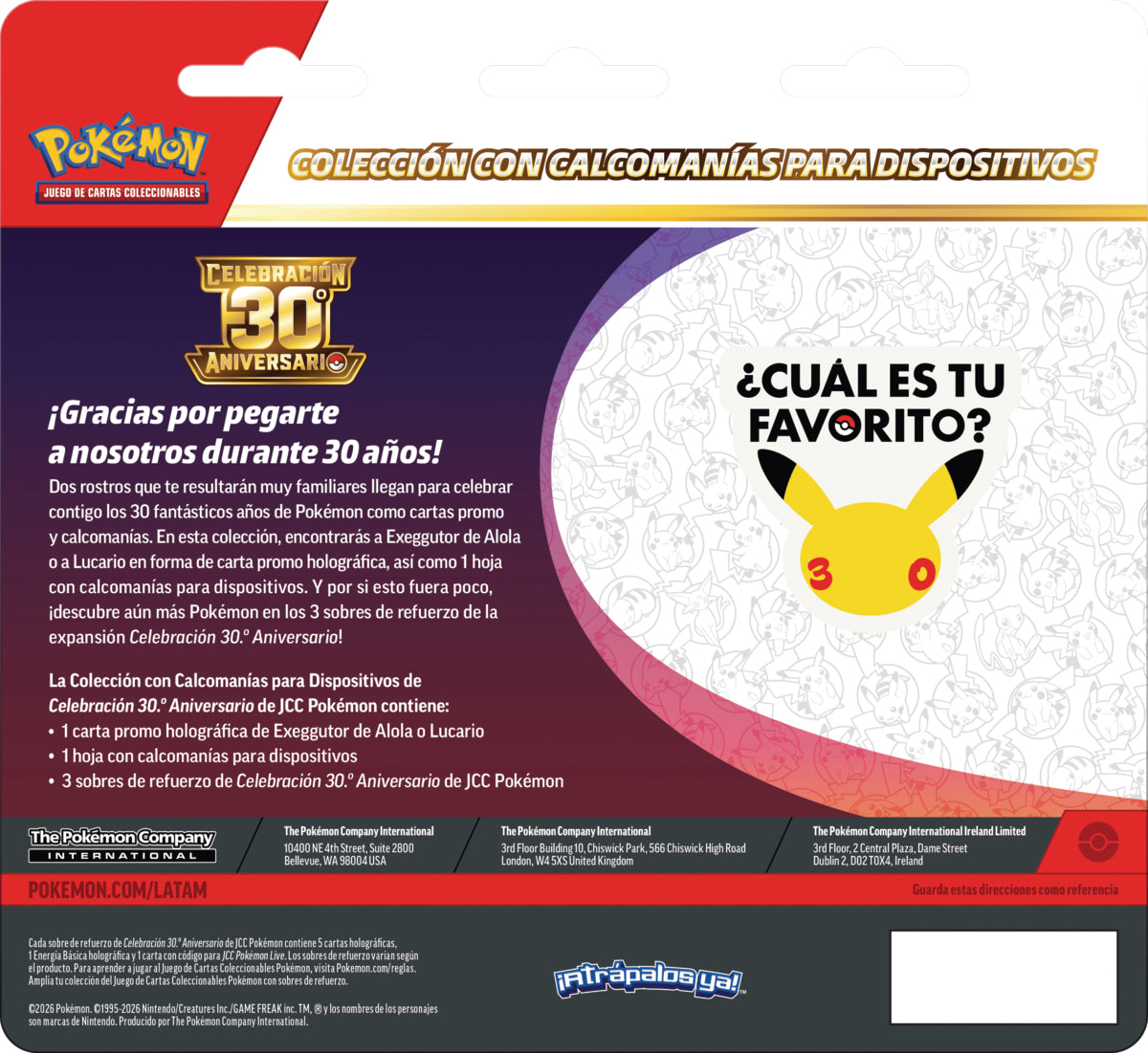 POKEMON TCG 30TH CELEBRATION - TECH STICKER COLLECTION ENGLISH