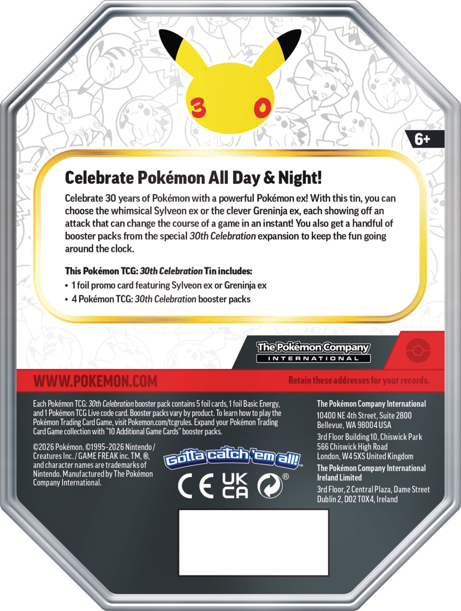 POKEMON TCG 30TH CELEBRATION - EX TIN ENGLISH