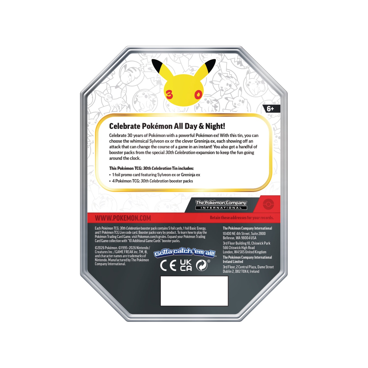 POKEMON TCG 30TH CELEBRATION - EX TIN ENGLISH - Imagen 3